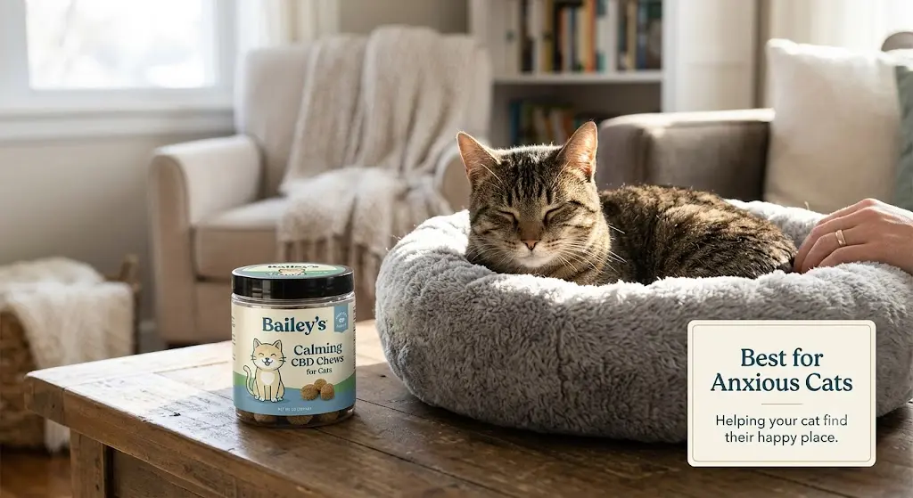 Bailey's CBD calming dental chews for anxious cats