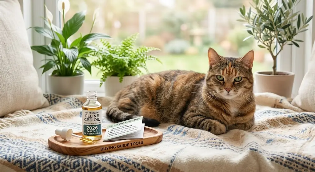 CBD for cats — vet-reviewed 2026 safety and buying guide with dropper and calm indoor cat