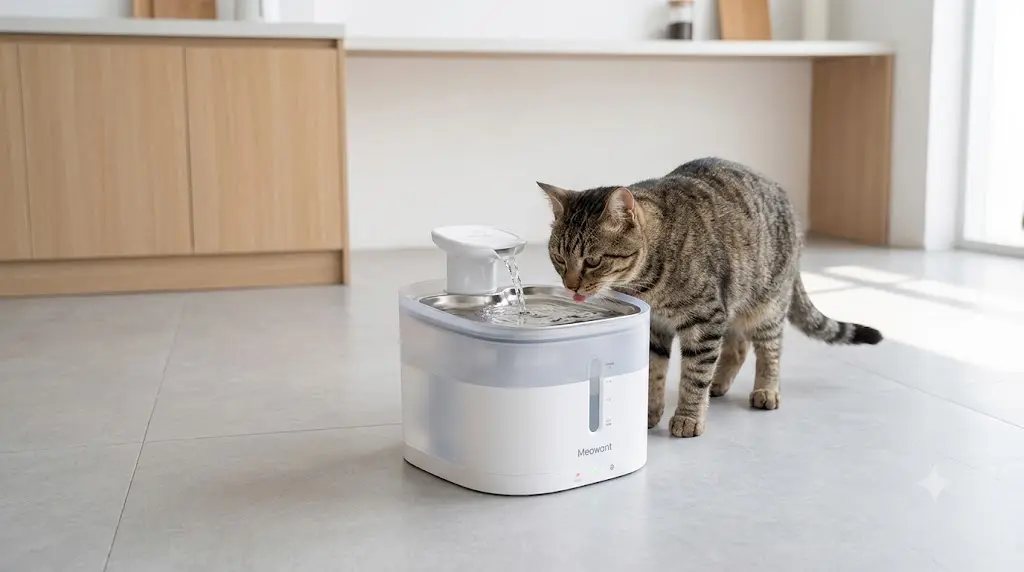 Meowant stainless steel cat water fountain for hydration and kidney health
